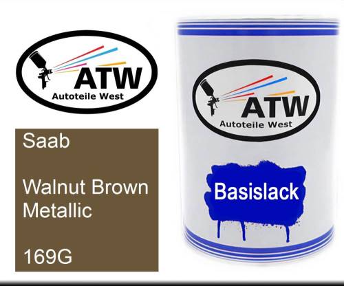 Saab, Walnut Brown Metallic, 169G: 500ml Lackdose, von ATW Autoteile West.